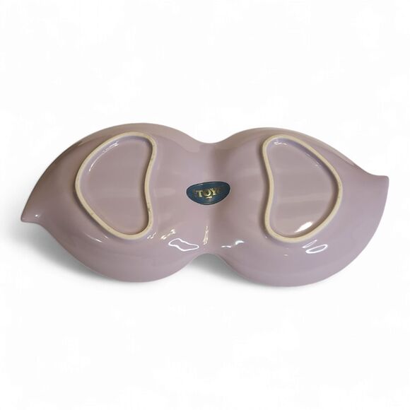 Beautiful Vintage Toko Japan Two-Sided Ceramic Trinket Tray Dish, 10"w Lavender - Picture 4 of 11